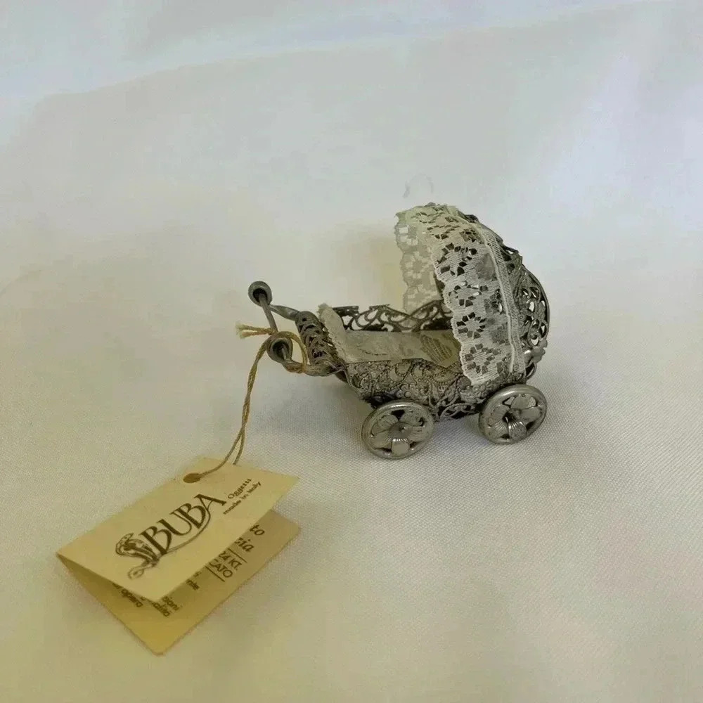 Vintage Italian 24Kt Sterling Silver Tiny Carriage by BUBA - Picture 6 of 6